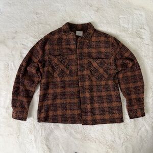 PacSun Men's Plaid Brown Shirt Jacket size M